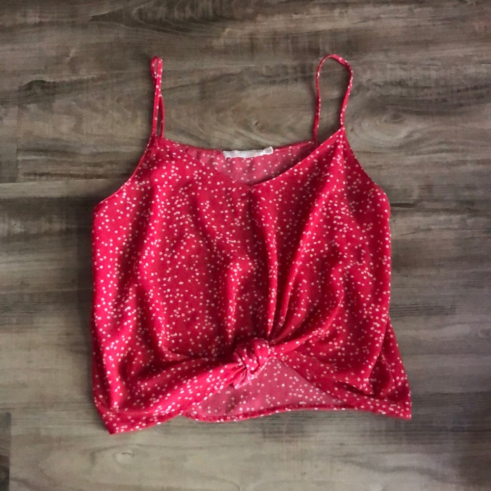 Lush front knot crop tank top